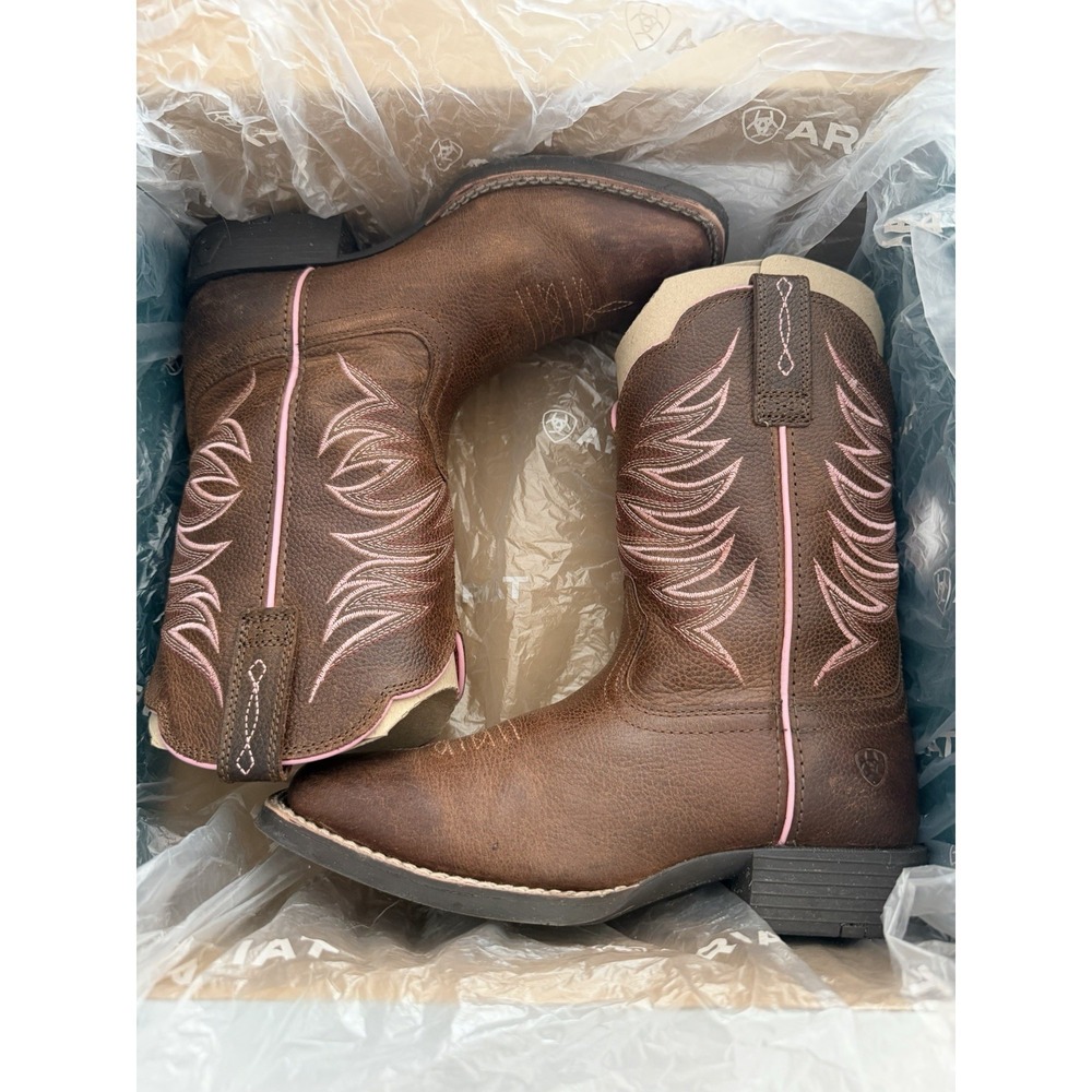 Ariat Firecatcher Y Kids Western Cowboy Boots Rowdy Brown Pink Size 2.5 M EU 33 - Picture 5 of 16